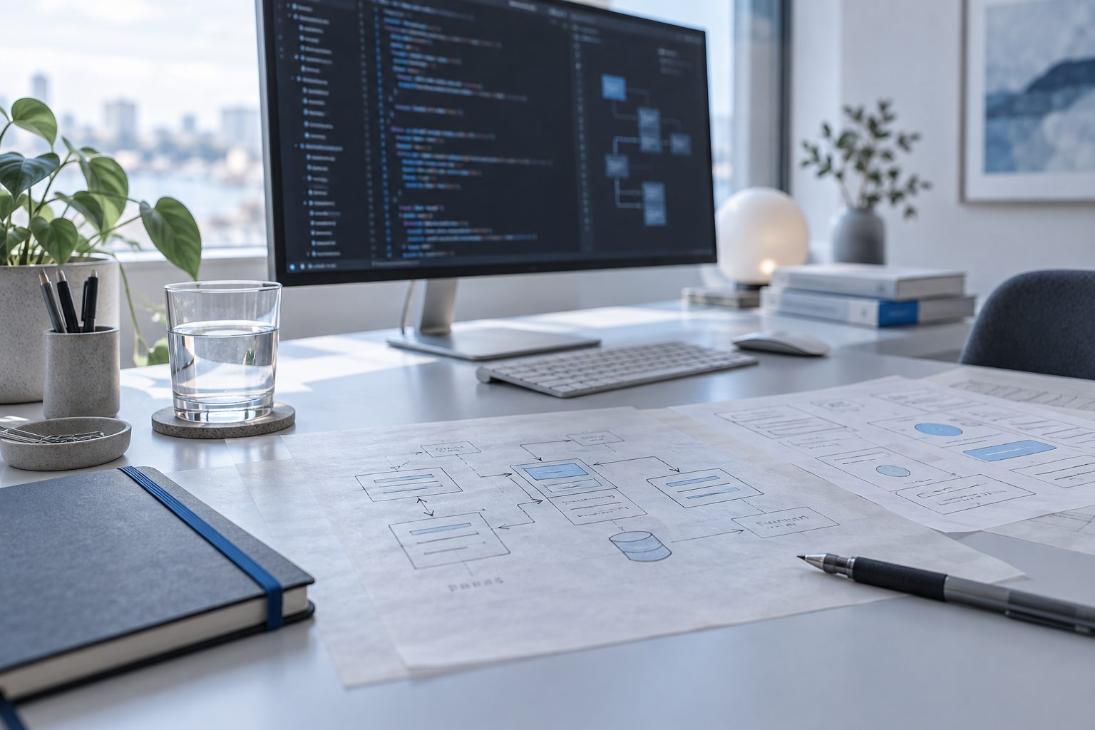 TypeScript mimarisini planlamak için aydınlık bir tasarım stüdyosu